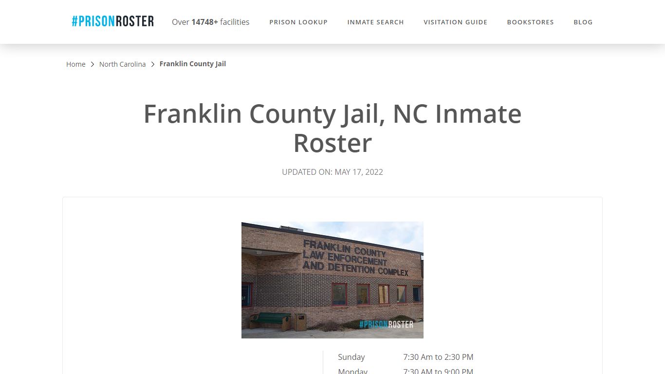 Franklin County Jail, NC Inmate Roster